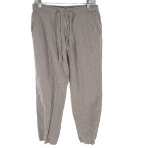 81 PARC Womens Drawstring Pull on Trouser Pant Mid Rise Striped Gray Size Medium